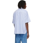 Valentino Blue & White Striped Cotton Linen Shirt