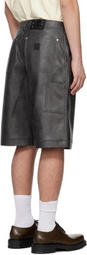 Andersson Bell Gray Double Knee Faux-Leather Shorts
