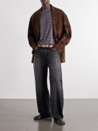 Auralee - Striped Wool-Jersey T-Shirt - Gray
