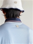 Mr P. - G/FORE Golf Striped Logo-Appliquéd Piqué Polo Shirt - Blue