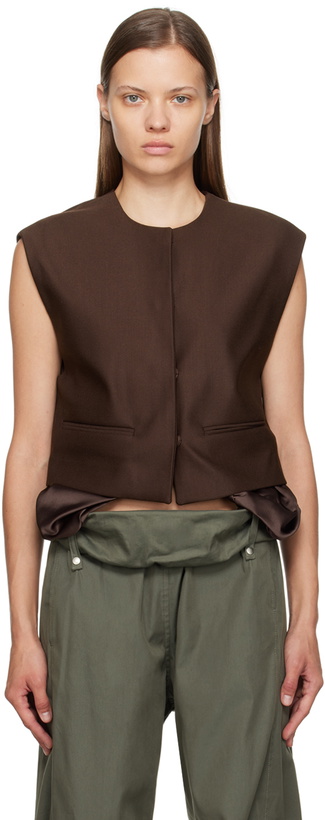Photo: OPEN YY Brown Exposed Pocket Vest