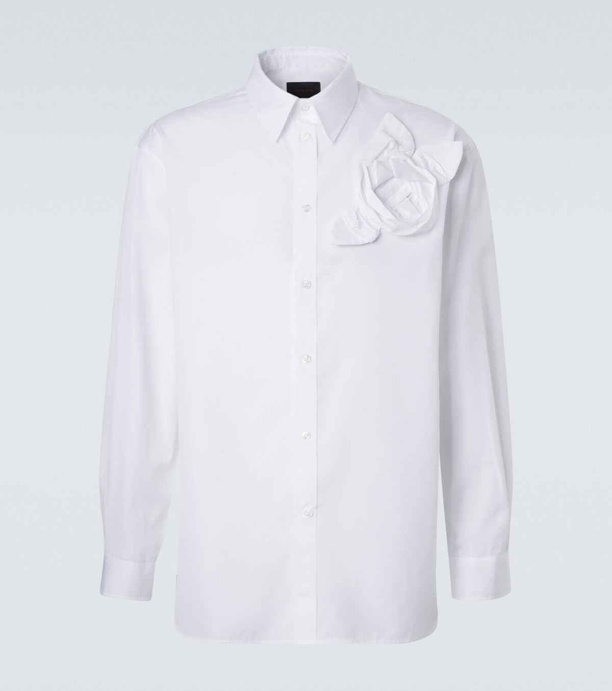 Simone Rocha Floral-appliqué cotton poplin shirt