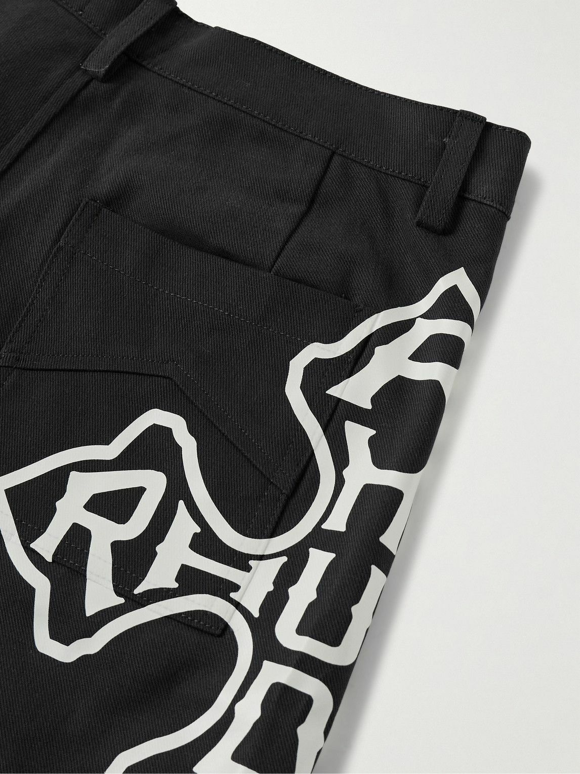 Rhude - Straight-Leg Logo-Print Denim Shorts - Black Rhude