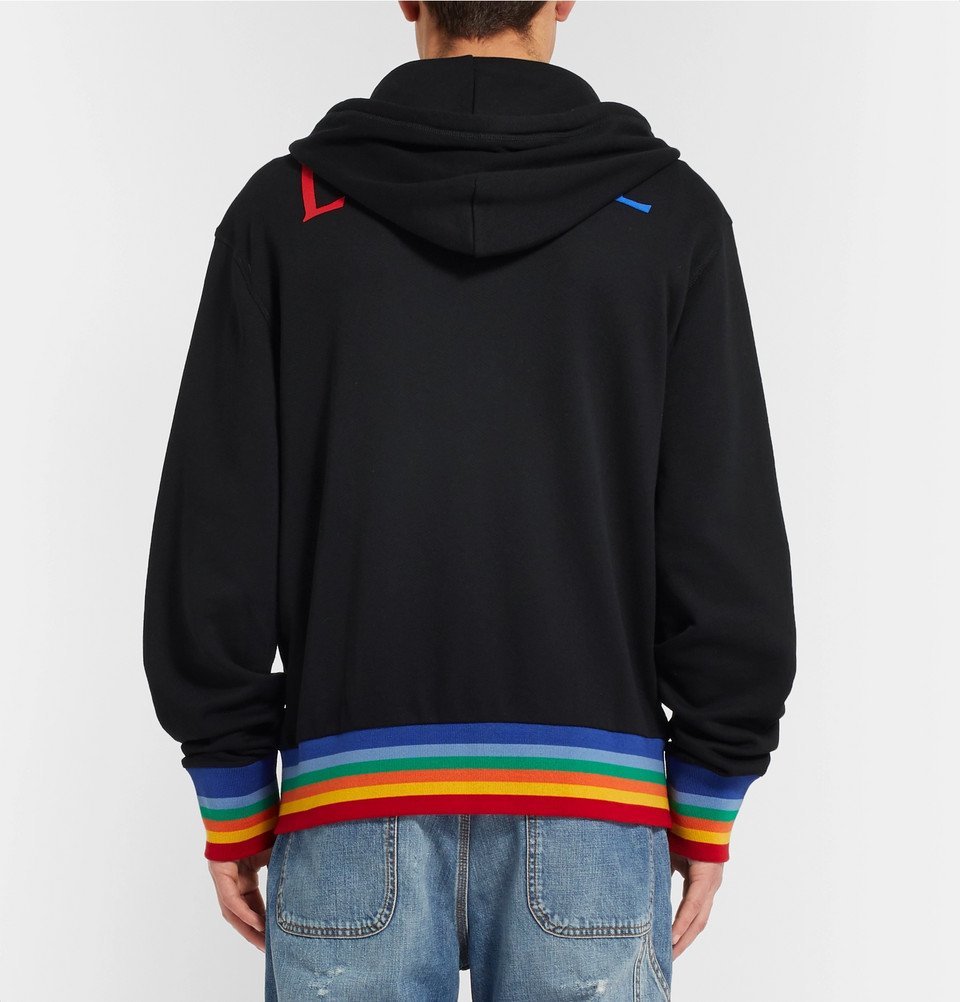 Loewe - Stripe-Trimmed Logo-Print Loopback Cotton-Jersey Hoodie