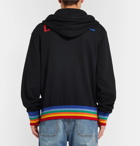 Loewe - Stripe-Trimmed Logo-Print Loopback Cotton-Jersey Hoodie - Men - Black