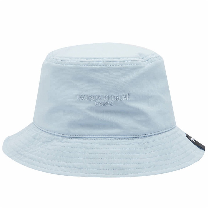 Photo: Maison Kitsuné Men's Technical Bucket Hat in Pale Blue