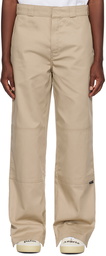 Palm Angels Beige Reversed Waistband Trousers