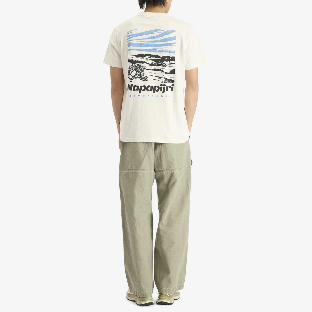 Napapijri Men's Geographic Back Print T-Shirt in White Whisper