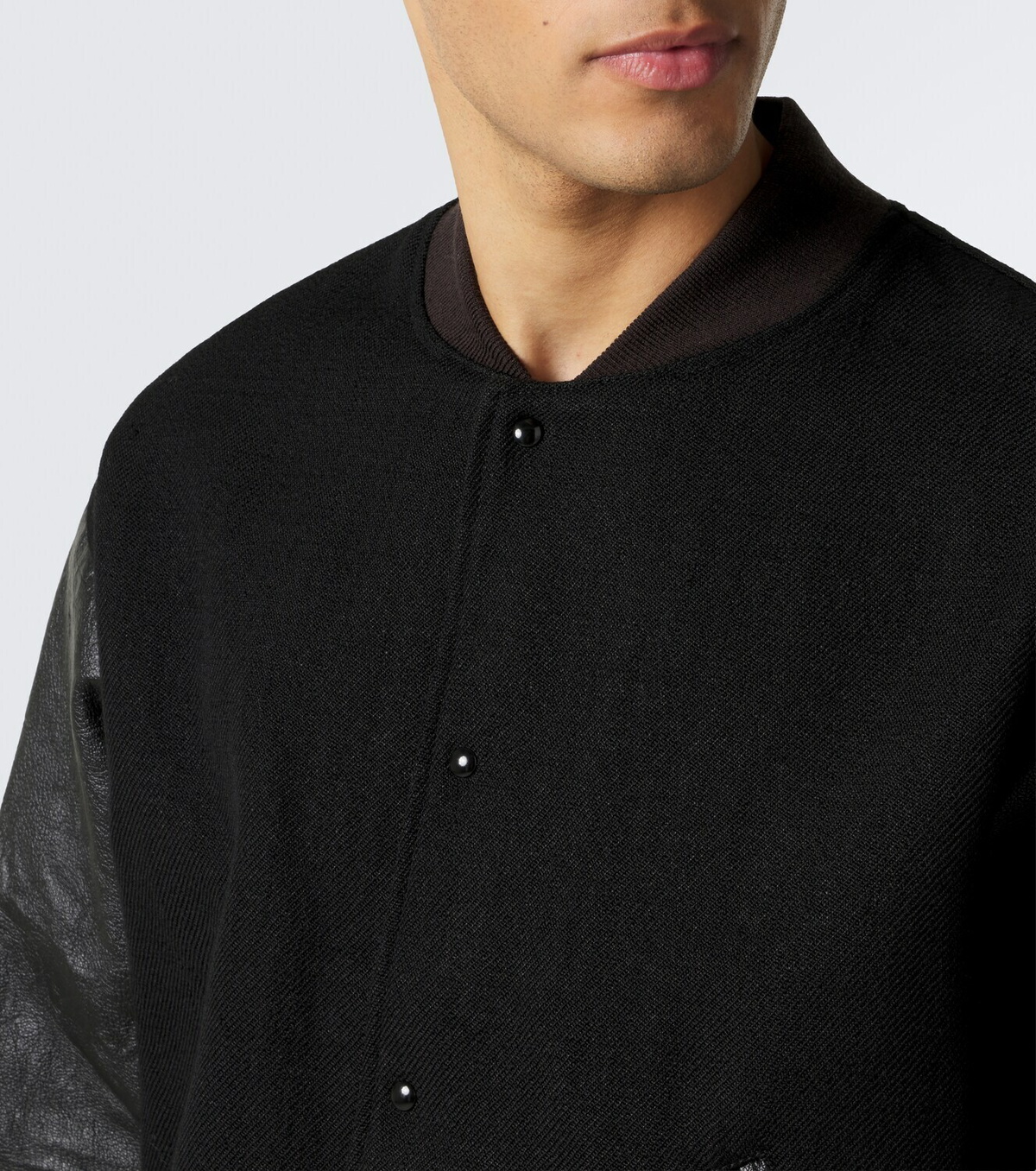 Visvim Wool, linen, and leather varsity jacket