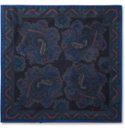 Etro - Paisley-Print Silk-Twill Pocket Square - Blue