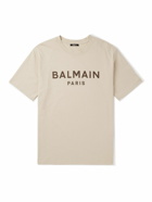 Balmain - Logo-Print Cotton-Jersey T-Shirt - Neutrals