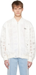 Feng Chen Wang White Lace Bomber Jacket