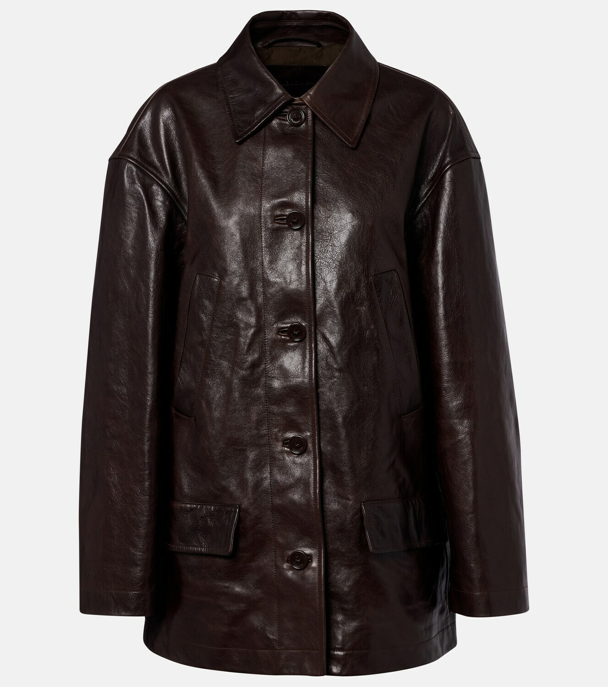 Balenciaga Oversized leather car coat
