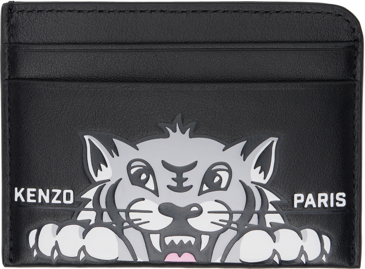 【KENZO】Happy Tiger Card Holder Black KENZO Happy Tiger' card holder in leather | KENZO