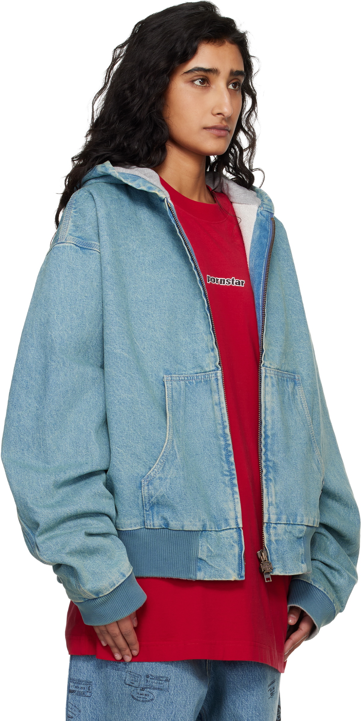VETEMENTS Blue Hooded Workwear Denim Jacket