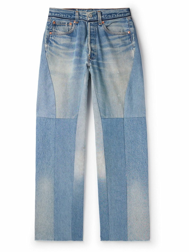 Photo: READYMADE - Wide-Leg Distressed Patchwork Jeans - Blue