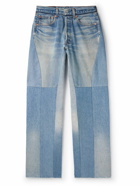 READYMADE - Wide-Leg Distressed Patchwork Jeans - Blue