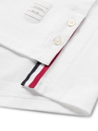 THOM BROWNE - Slim-Fit Grosgrain-Trimmed Cotton-Jersey T-Shirt - White