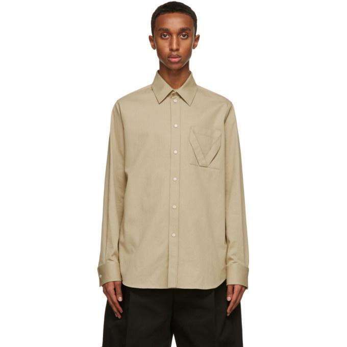 Photo: Bottega Veneta Beige Cotton Herringbone Shirt