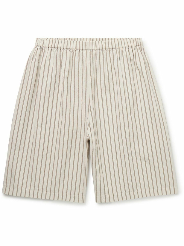 Photo: The Row - Zindel Straight-Leg Striped Cotton Shorts - Neutrals
