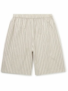 The Row - Zindel Straight-Leg Striped Cotton Shorts - Neutrals