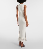 Ganni Crochet-trimmed ribbed cotton-blend midi dress