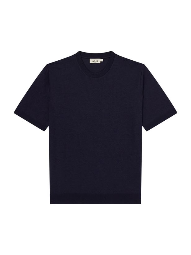 Photo: Altea - Cecil Lyocell and Cotton-Blend Jersey T-Shirt - Blue