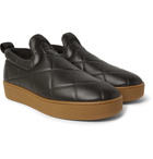 BOTTEGA VENETA - Debossed Leather Slip-On Sneakers - Brown