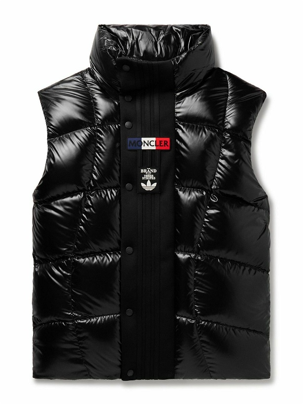 Photo: Moncler Genius - adidas Originals Tech Jersey-Trimmed Quilted Glossed-Shell Down Gilet - Black