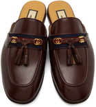 Gucci Burgundy Web Interlocking G Slip-On Loafers