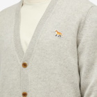 Maison Kitsuné Men's Baby Fox Patch Regular Cardigan in Light Grey Melange