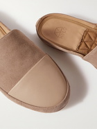 MULO - Leather-Trimmed Suede Slippers - Neutrals