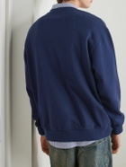 CELINE - Logo-Embroidered Cotton-Jersey Sweatshirt - Blue