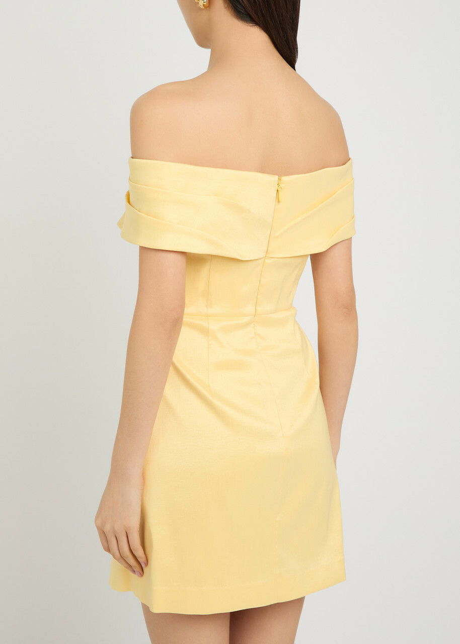 Rebecca Vallance Mandy Pleated Slubbed-poplin Mini Dress Yellow