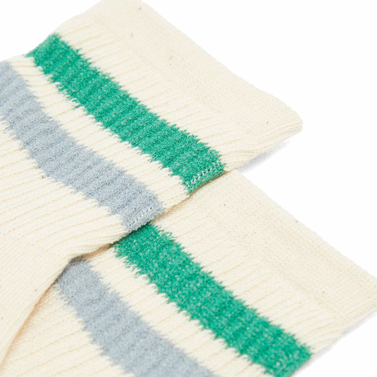 RoToTo Retro Athletic Ankle Sock in Green/Light Blue