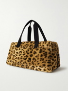 SAINT LAURENT - Logo-Print Leopard-Print Velvet Weekend Bag - Brown