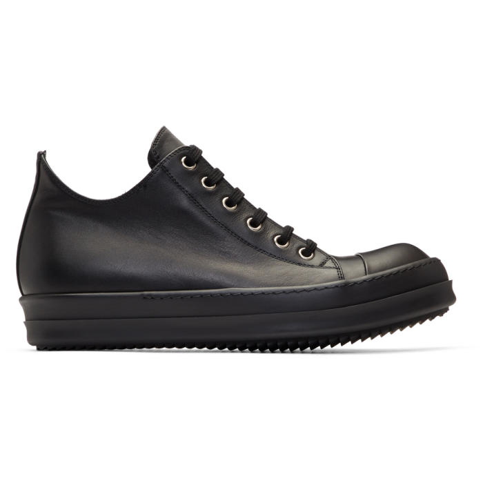 Photo: Rick Owens Black Leather Low Sneakers