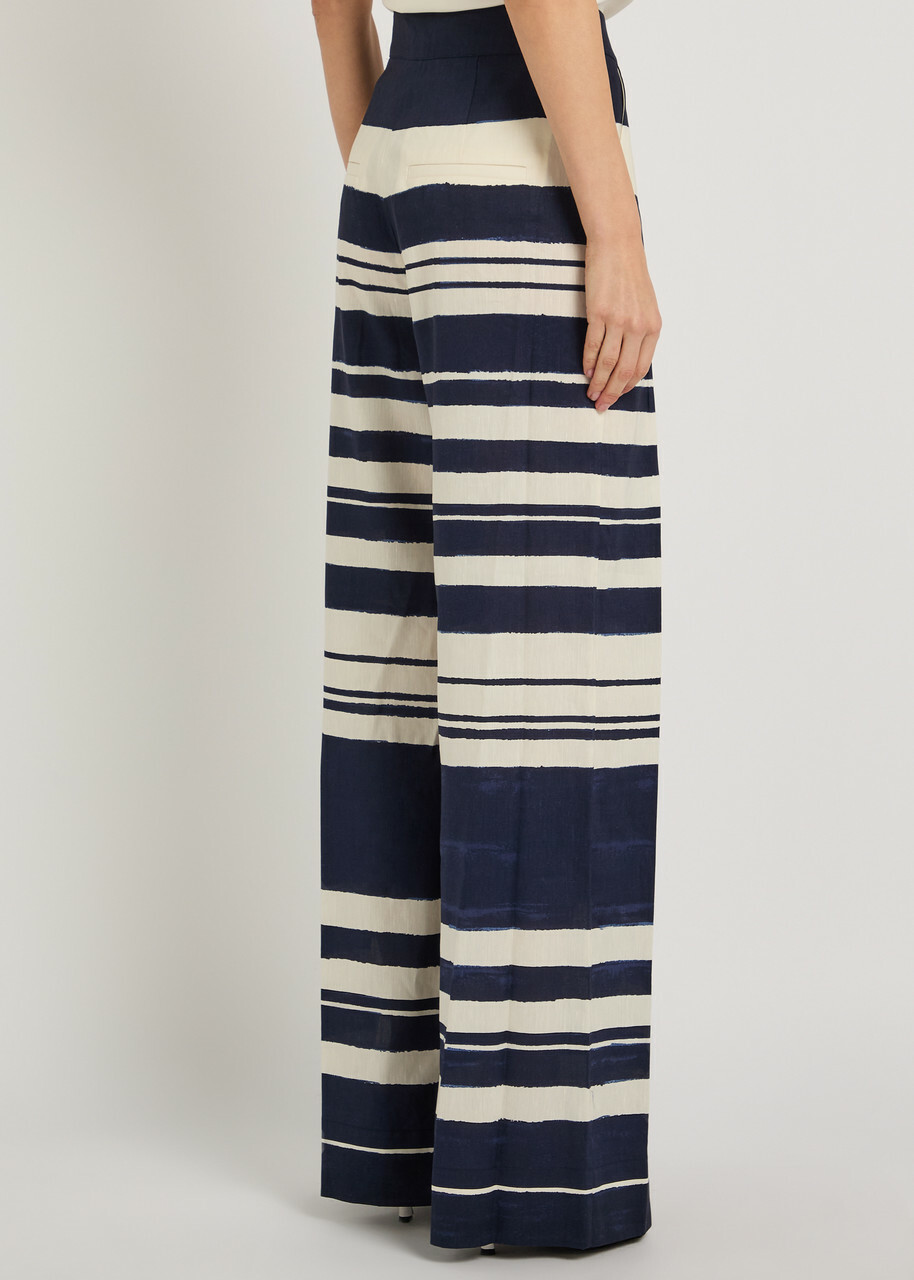 Veronica Beard Heron Striped Wide-leg Trousers Navy