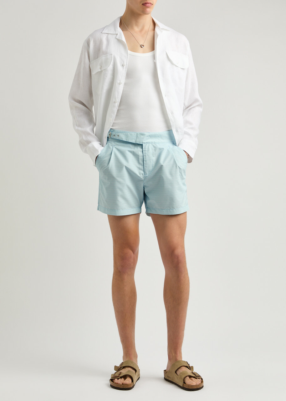 Gusari The London Printed Shell Swim Shorts Aqua