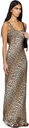 GANNI Brown Printed Viscose Chiffon Maxi Dress
