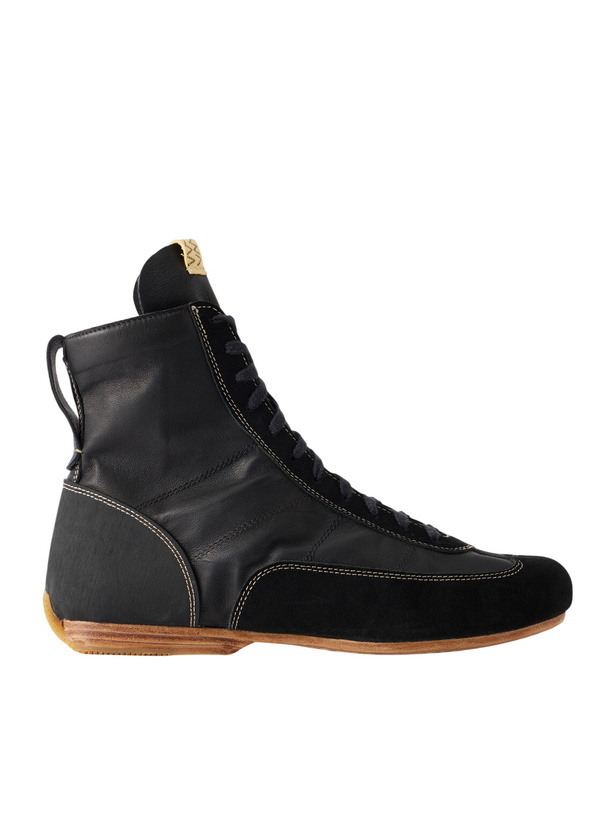 Photo: Visvim - Mc Driver Suede-Trimmed Leather Lace-Up Boots - Black