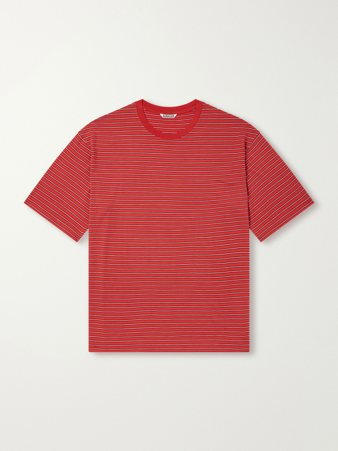Auralee - Striped Wool-Jersey T-Shirt - Red