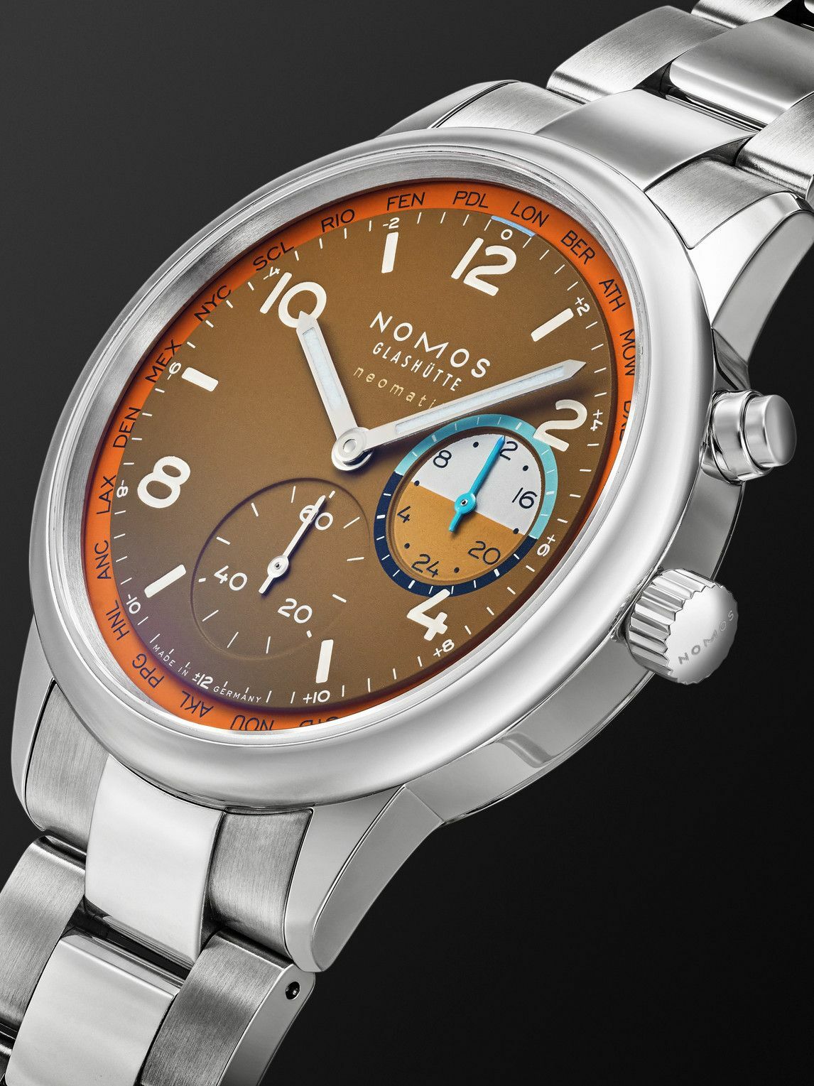 NOMOS Glashütte - Club Sport Neomatik Worldtimer Canyon Limited Edition Automatic 40mm Stainless Steel Watch, Ref. No. 790.S3