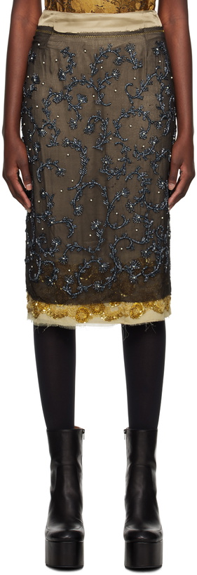 Photo: Dries Van Noten Brown Beaded Midi Skirt