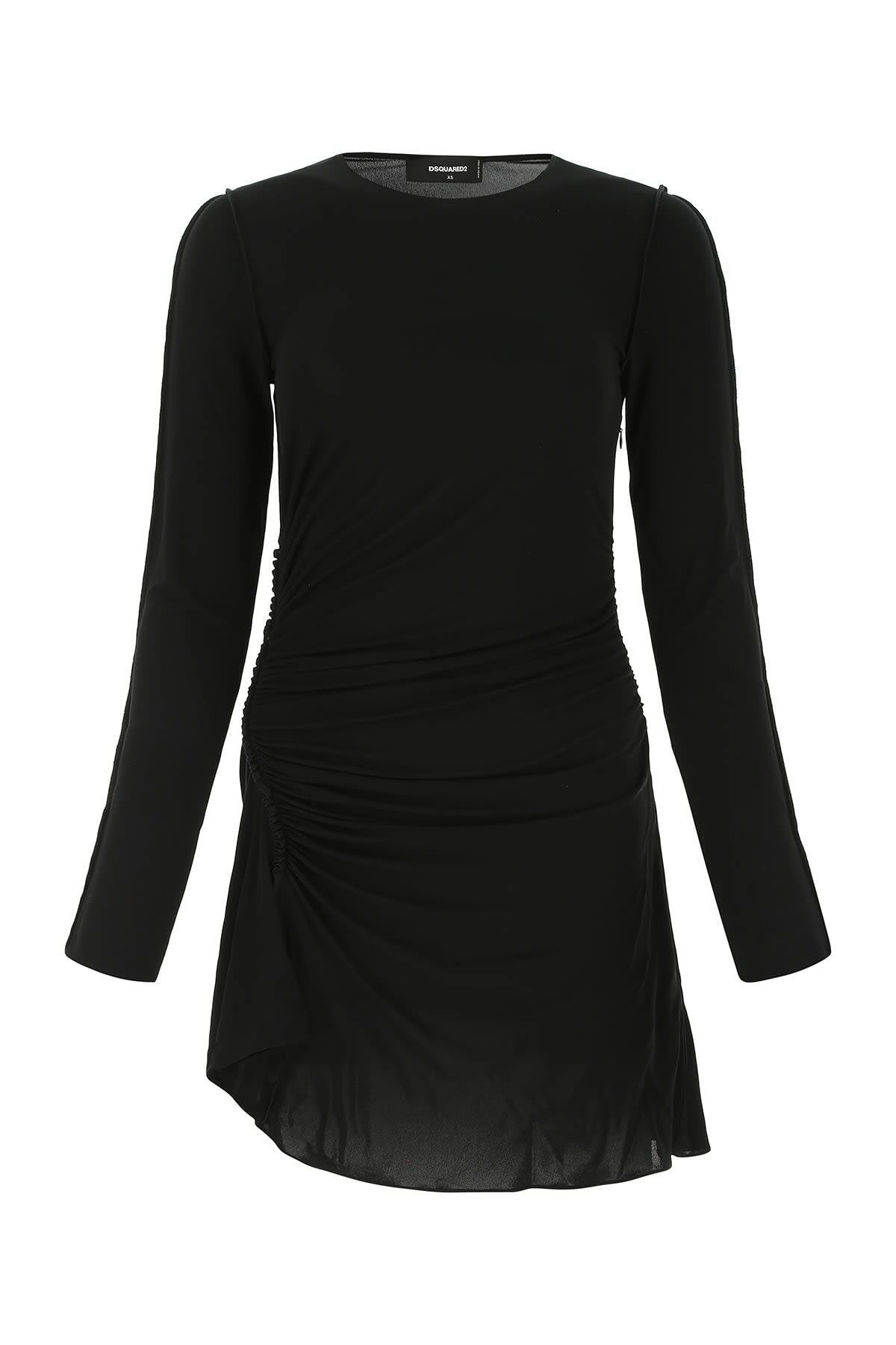 ワンピース Dsquared Black Crepe Dress DSQUARED2 ITALIAN MADE BLACK RACERBACK PLUNGE CREPE DRESS