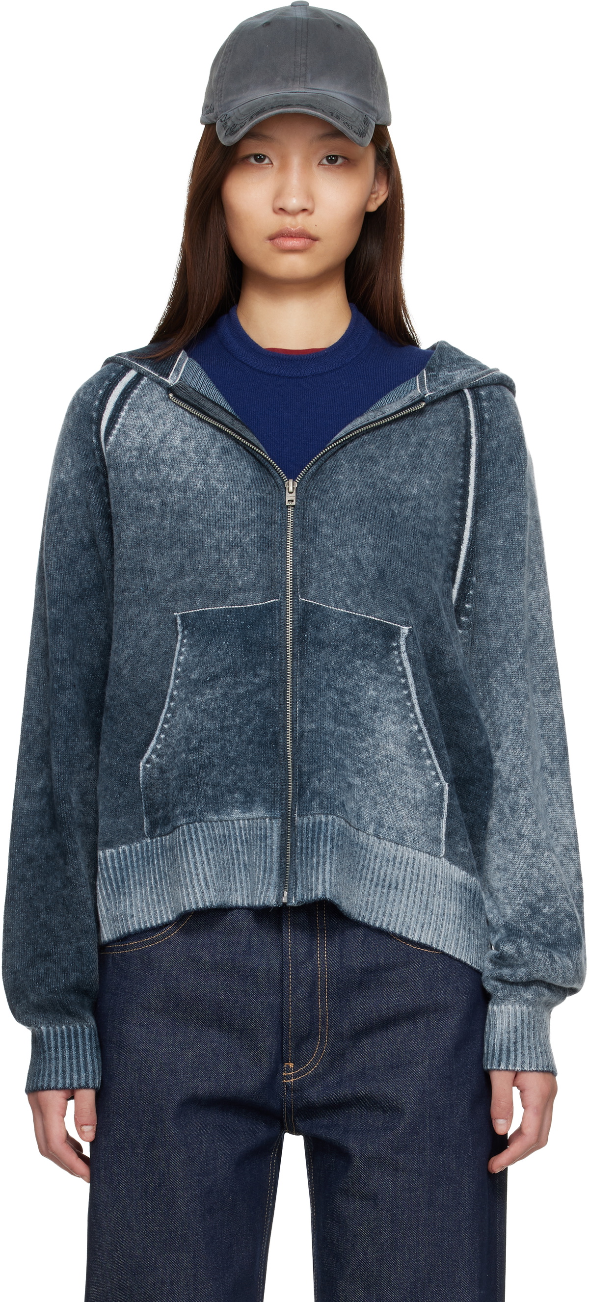 Acne Studios Navy Zipper Hoodie