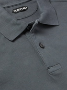 TOM FORD - Slim-Fit Garment-Dyed Cotton-Piqué Polo Shirt - Blue