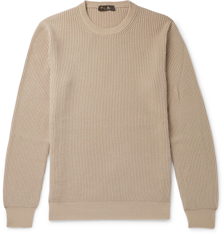 Photo: Loro Piana - Girocollo Riverside Garment-Dyed Ribbed Cashmere Sweater - Neutrals