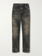 Neighborhood - Savage Straight -Leg Bead-Embellished Distressed Jeans - Gray