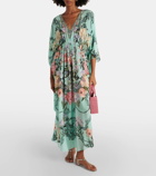 Camilla Gathered floral silk kaftan